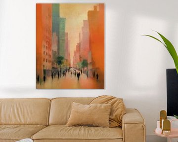 Modern en abstract straatleven in warme kleuren van Studio Allee