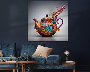 Majestic Hummingbird on Large Teapot by Tineke Visscher