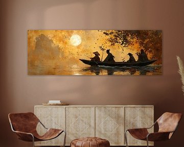 The journey of the 4 companions as a panorama by Digitale Schilderijen