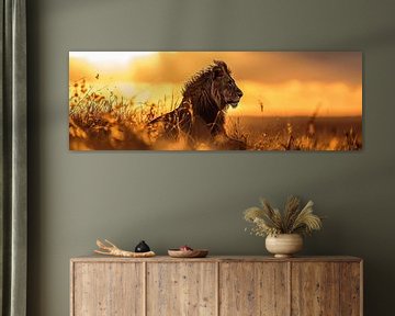 Panorama van een leeuw van Digitale Schilderijen