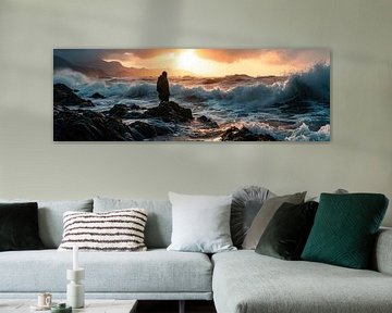 Panoramic portrait of a powerful sea by Digitale Schilderijen