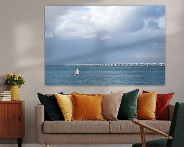 Segelboot bei der Zeelandbrücke / Seeland / Niederlande von Photography art by Sacha