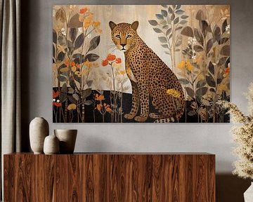 Leopard in Erdtönen | Leopard Kunstwerk von Wunderbare Kunst