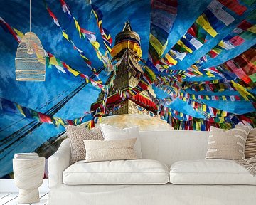 Gouden pagode (stoepa)  Boudhanath - boeddhistisch bolwerk in Nepal van Chi