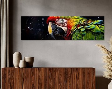 Portrait coloré d'un perroquet rouge sur Tableaux ARTEO