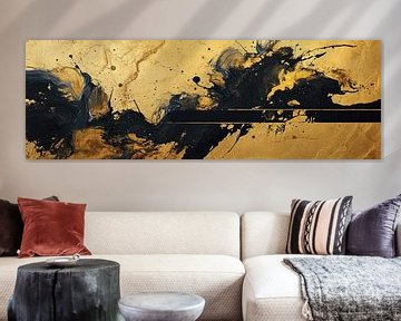 Gold abstract panorama art Asian by Digitale Schilderijen