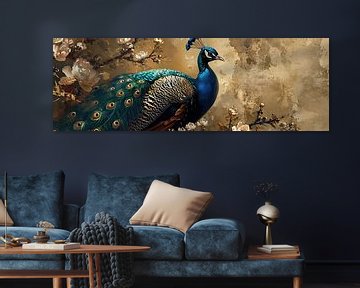Photo manipulation peacock as panorama by Digitale Schilderijen