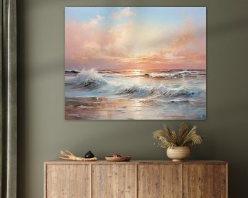 Brechende Wellen | Strand Sonnenuntergang von Wunderbare Kunst