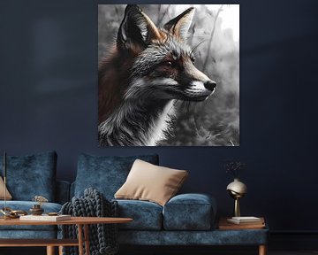 Renard contemplatif dans les tons d'automne