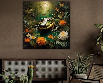 Dschungel-Flora Surrealismus: Krokodil von Mellow Art
