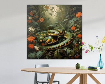 Jungle Flora Surrealism: Bothrops Asper van Mellow Art