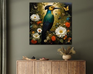Jungle Flora Surrealism: Prieelvogel van Mellow Art