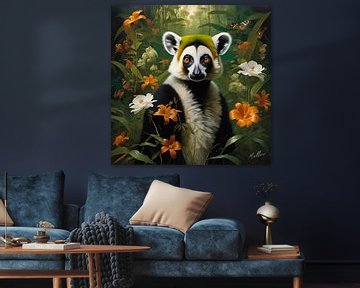 Jungle Flora Surrealisme: Lemur van Mellow Art