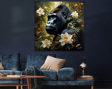 Dschungel-Flora Surrealismus: Gorilla von Mellow Art