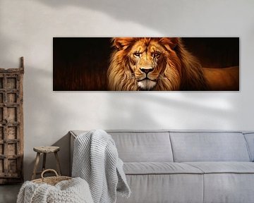 Lion Portrait Art Earth tones by ARTEO Paintings