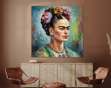 Frida Poster - Frida Kunstdruck Wandkunst Portrait von Niklas Maximilian