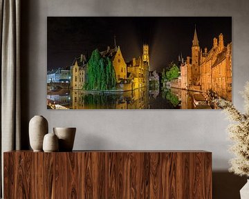 Der nächtliche  Roozenhoedkaai in Brügge Belgien von FineArt Panorama Fotografie Hans Altenkirch