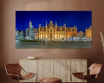 Market square with monument in Ghent Belgium by FineArt Panorama Fotografie Hans Altenkirch
