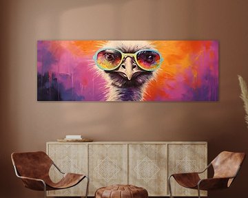 Trendy Struisvogel | Kleurrijk Dierportret van De Mooiste Kunst