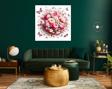 Roze boeket met bloemen van Digital Art Nederland