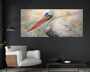 Pelican on Pastel | Realistic Pelican by De Mooiste Kunst