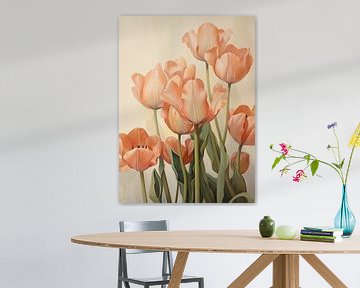 Tulipes - Art floral réaliste sur Peinture Abstraite