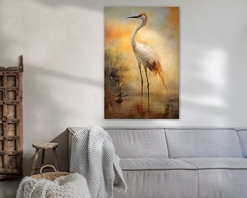 Kraanvogel in Abstract | Kraanvogel van Blikvanger Schilderijen