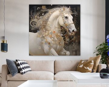 Paard wit moderne stijl van The Xclusive Art