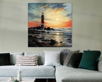 Vuurtoren rood (zonsondergang) van TheXclusive Art