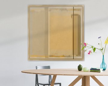 Minimalistische moderne abstrakte geometrische Kunst in Pastellfarben. Formen in Gelb, Beige, Senf von Dina Dankers
