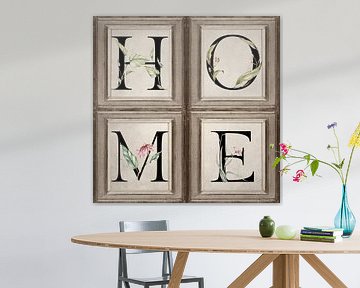 Vintage Home Floral Illustrated Letters in Frame by Western Exposure