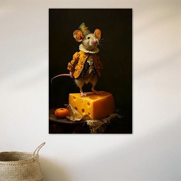 Mouse standing on a piece of cheese by But First Framing