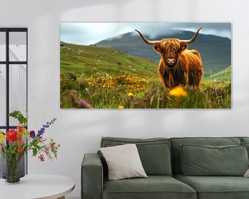 Scottish Highlander in mountain meadow by Vlindertuin Art