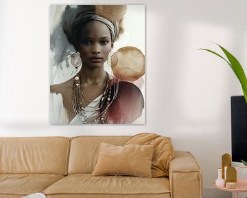 Mixed media portrait of an African woman by Carla Van Iersel