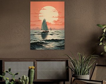 Segelboot Meer Ozean Nautik Maritim Segelposter von Niklas Maximilian