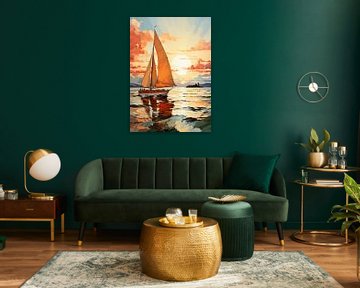 Segelboot Meer Ozean Nautik Maritim Segelposter von Niklas Maximilian