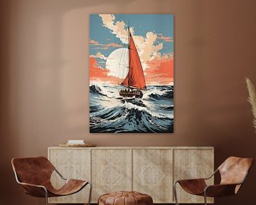 Segelboot Meer Ozean Nautik Maritim Segelposter von Niklas Maximilian