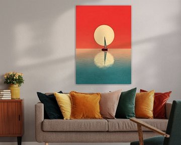Zeilboot Zee Oceaan Maritiem Nautisch Zeilen Poster Maan van Niklas Maximilian