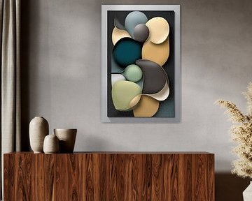3d geometric abstract art with neutral colours