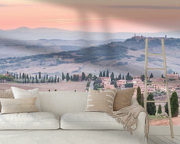 Tuscan villages at sunset by Damien Franscoise