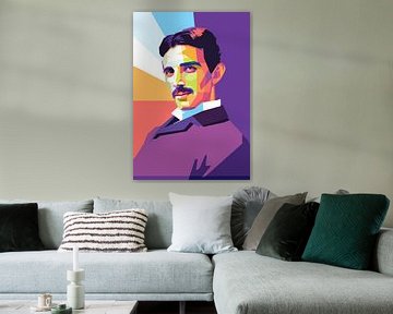 Nikola Tesla pop-art portret van sanggidesign