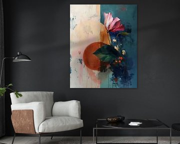 Abstracte bloemen in warme pastelkleuren van Carla Van Iersel