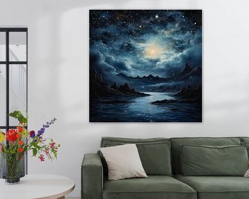 Univers avec des montagnes de bleu sur TheXclusive Art