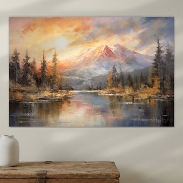 Berglandschap met meer en bos van Whale & Sons