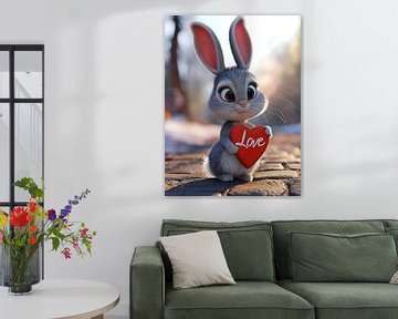 Kaninchen mit Liebesherz von PixelPrestige