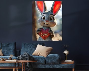 Kaninchen mit Liebesherz von PixelPrestige