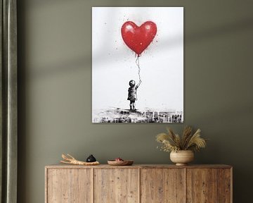 Junge mit Luftballon | Banksy Style von Blikvanger Schilderijen