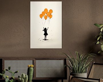 Meisje met Oranje Ballonnen van Blikvanger Schilderijen