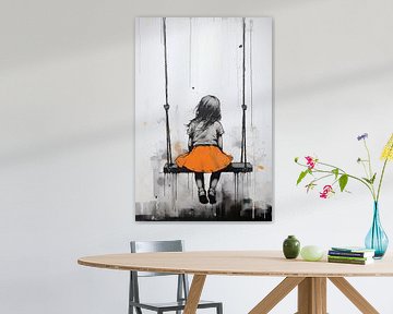 Orange | Banksy Style by Blikvanger Schilderijen