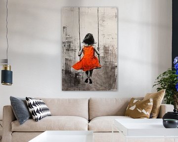 Girl on the Swing | Banksy Style | Graffiti by Eye catching paintings